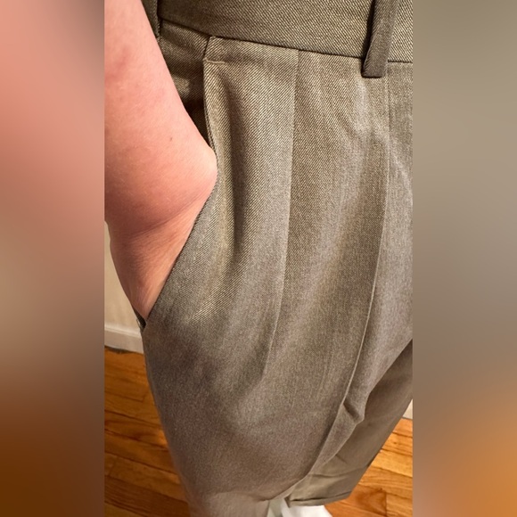 Lands End Direct Merchant Tan Pleated Deep Pockets Suspender Dress Pants Sz 32 - Picture 5 of 15